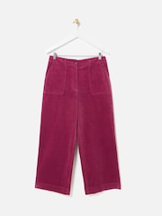 Oliver Bonas Purple Corduroy Cropped Wide Leg Trousers - Image 3 of 8