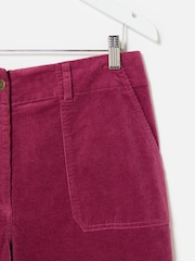 Oliver Bonas Purple Corduroy Cropped Wide Leg Trousers - Image 6 of 8