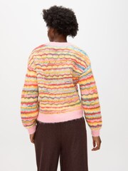Oliver Bonas Orange Striped V-Neck Knitted Cardigan - Image 2 of 7