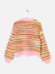 Oliver Bonas Orange Striped V-Neck Knitted Cardigan - Image 4 of 7