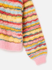 Oliver Bonas Orange Striped V-Neck Knitted Cardigan - Image 6 of 7