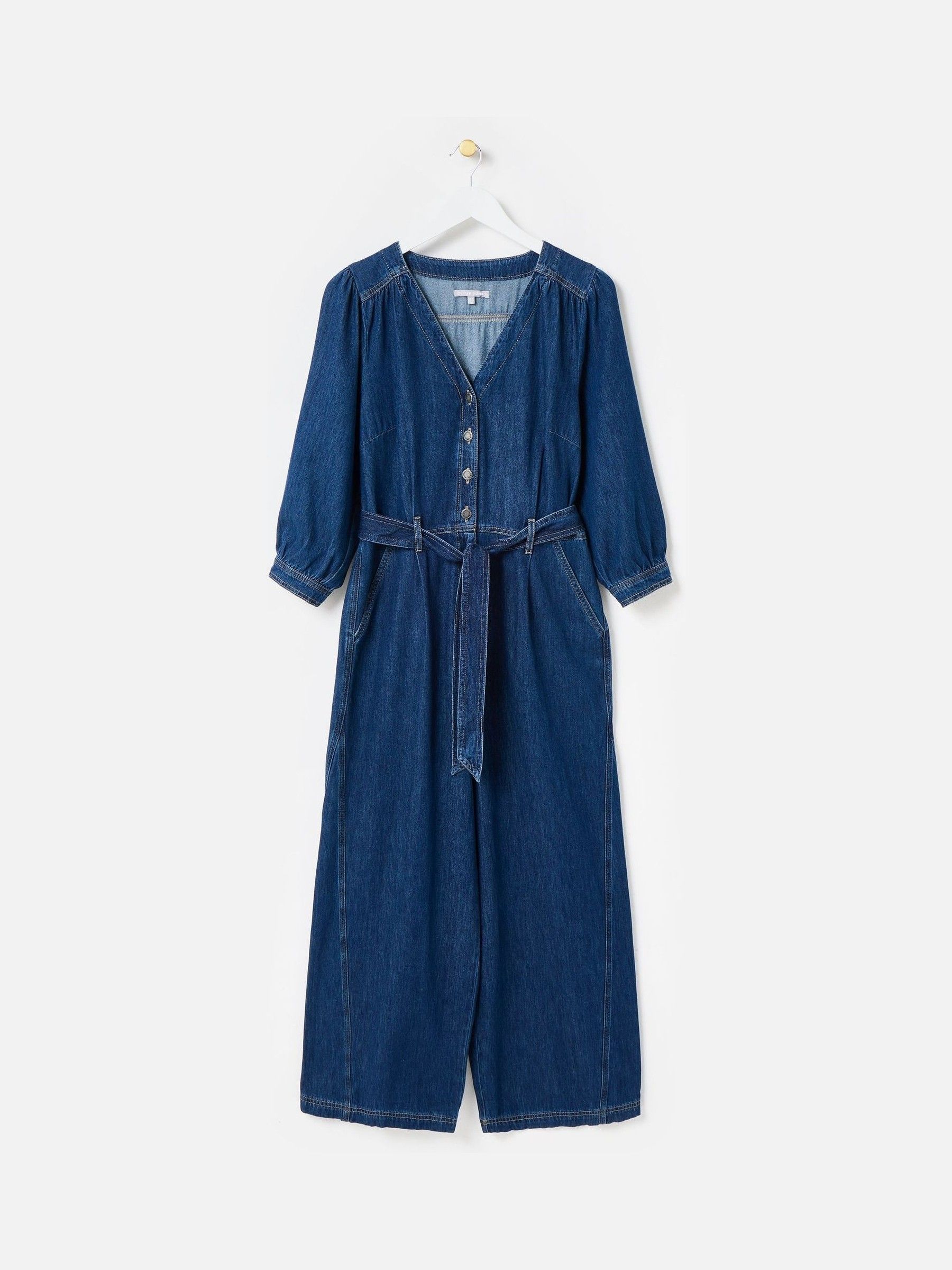 Buy Oliver Bonas Blue Denim V-Neck Tie Waist Jumpsuit from Next USA