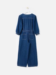 Oliver Bonas Blue Denim V-Neck Tie Waist Jumpsuit - Image 4 of 8