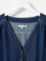 Oliver Bonas Blue Denim V-Neck Tie Waist Jumpsuit - Image 5 of 8