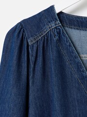Oliver Bonas Blue Denim V-Neck Tie Waist Jumpsuit - Image 6 of 8