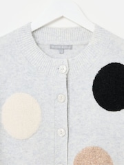 Oliver Bonas Grey Textured Spot Crew Neck Knitted Cardigan - Image 5 of 8