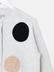 Oliver Bonas Grey Textured Spot Crew Neck Knitted Cardigan - Image 6 of 8