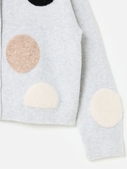 Oliver Bonas Grey Textured Spot Crew Neck Knitted Cardigan - Image 7 of 8