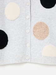 Oliver Bonas Grey Textured Spot Crew Neck Knitted Cardigan - Image 8 of 8