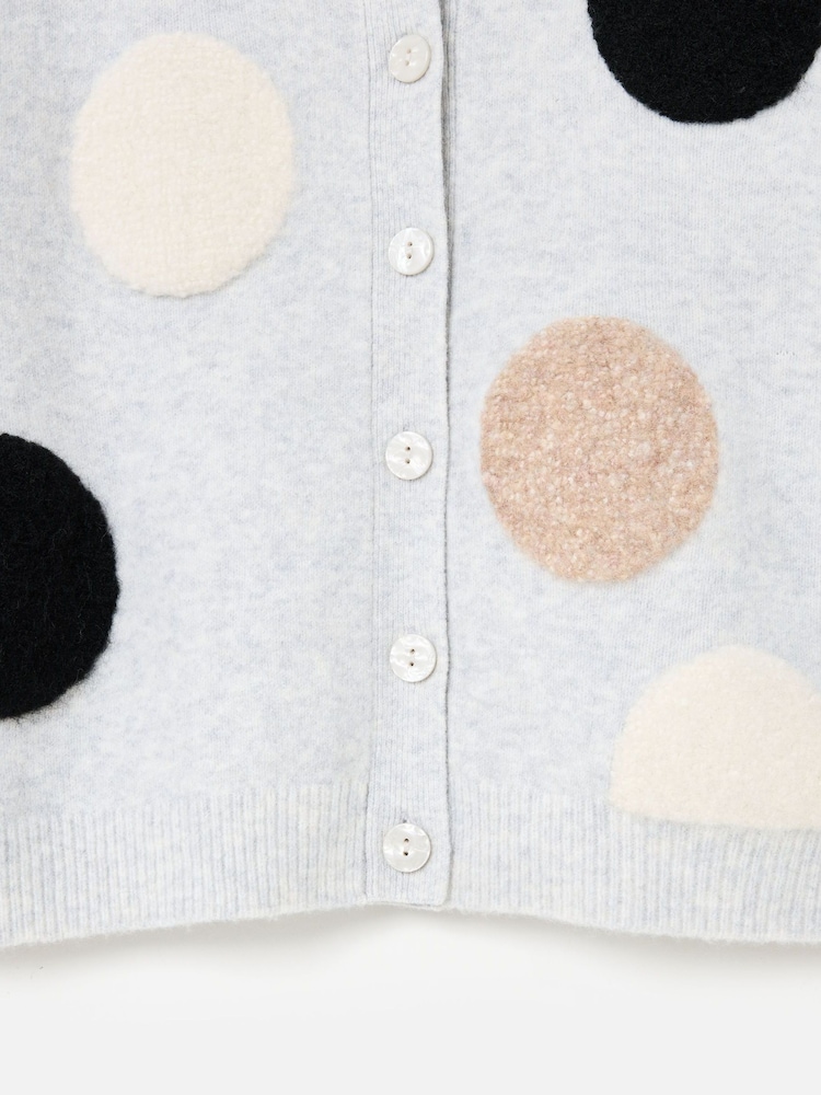 Oliver Bonas Grey Textured Spot Crew Neck Knitted Cardigan - Image 8 of 8 Oliver Bonas Grey Textured Spot Crew Neck Knitted Cardigan - Image 8 of 8