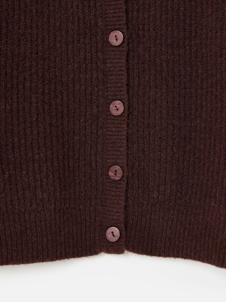 Oliver Bonas Brown Ribbed Crew Neck Knitted Cardigan - Image 6 of 6 Oliver Bonas Brown Ribbed Crew Neck Knitted Cardigan - Image 6 of 6