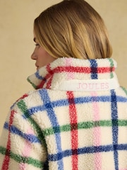 Joules Lottie Cream Check Zip Through Borg Fleece - Image 6 of 7