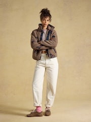 Joules Mink Brown Horse Print Borg Fleece Jacket - Image 4 of 9