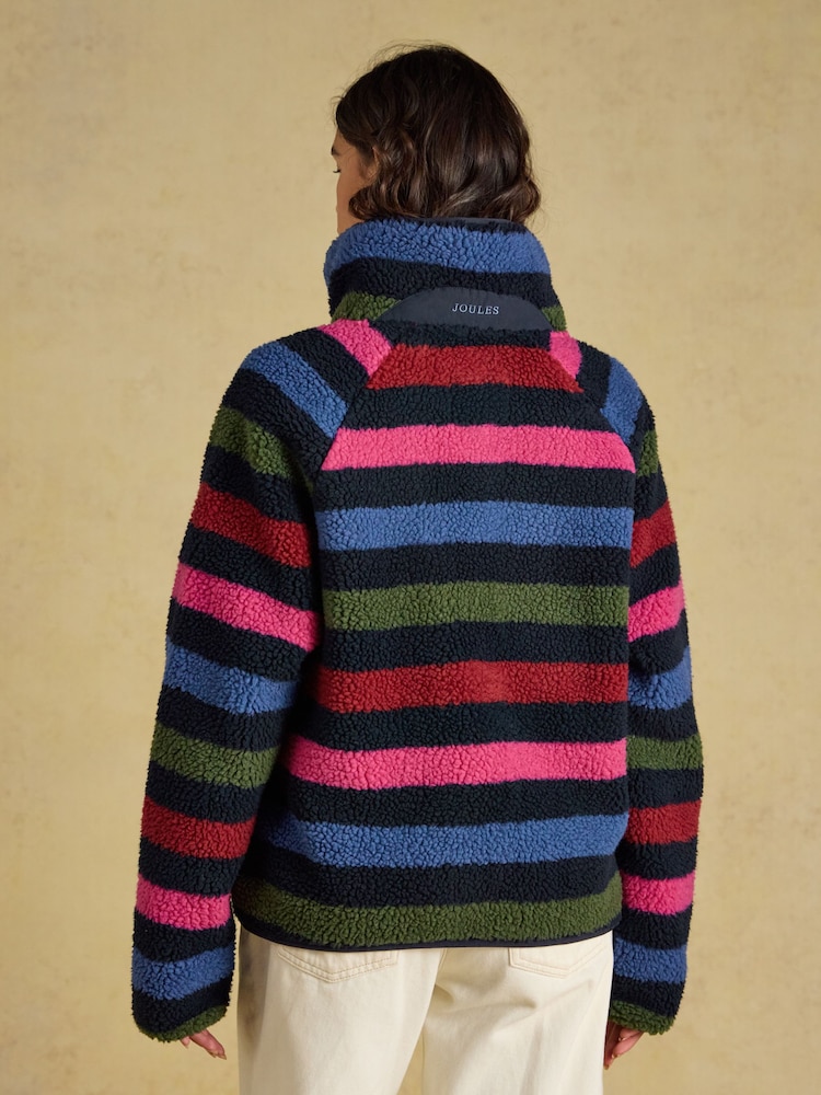 Joules Navy Stripe Borg Fleece Jacket - Image 2 of 9 Joules Navy Stripe Borg Fleece Jacket - Image 2 of 9