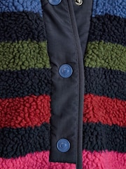 Joules Navy Stripe Borg Fleece Jacket - Image 6 of 9