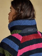 Joules Navy Stripe Borg Fleece Jacket - Image 8 of 9