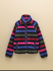 Joules Navy Stripe Borg Fleece Jacket - Image 9 of 9