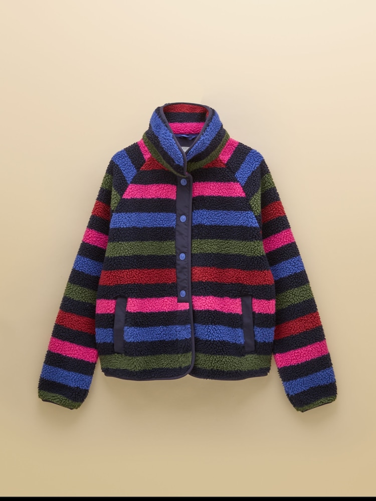Joules Navy Stripe Borg Fleece Jacket - Image 9 of 9 Joules Navy Stripe Borg Fleece Jacket - Image 9 of 9