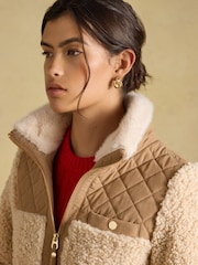 Joules Faux Fur Collared Fleece Jacket - Imagen 5 de 10