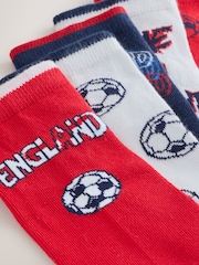 Red/White/Navy Blue Football Cotton Rich Trainer Socks 5 Pack - Image 2 of 3