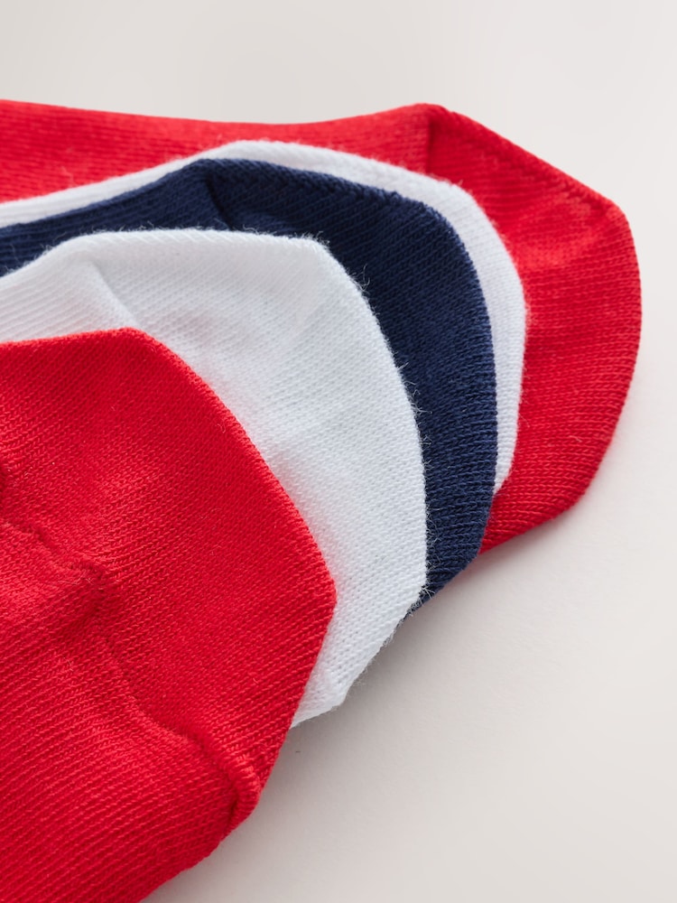 Red/White/Navy Blue Football Cotton Rich Trainer Socks 5 Pack - Image 3 of 3