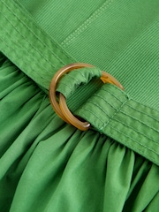 Green 2 in 1 Woven Mix Belted Midi Dress - Image 7 of 8