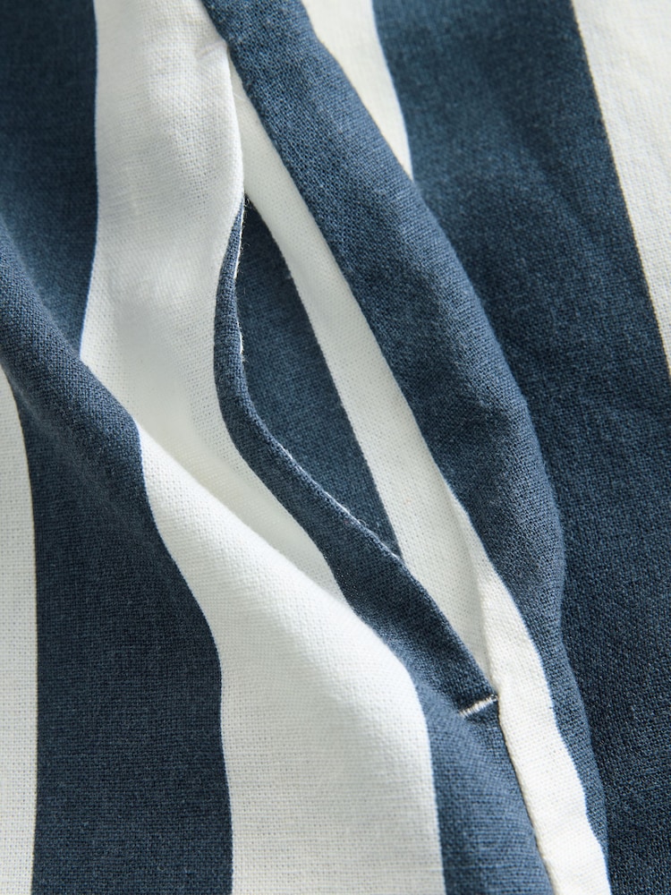 Navy Blue/White Stripe Strappy Foldover Mini Summer Dress - Image 7 of 7