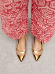 Oliver Bonas Mixed Metallic Pointed Slingback Shoes - 画像 1 / 6