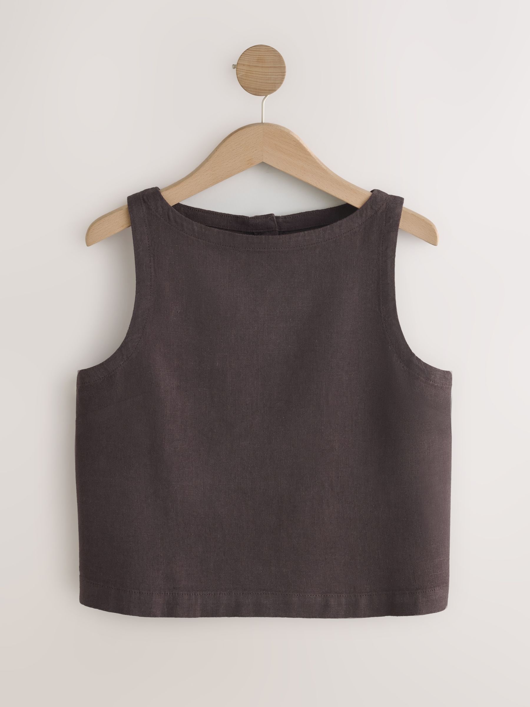 Buy Chocolate Brown Linen Blend Button Shell Top from the Next UK