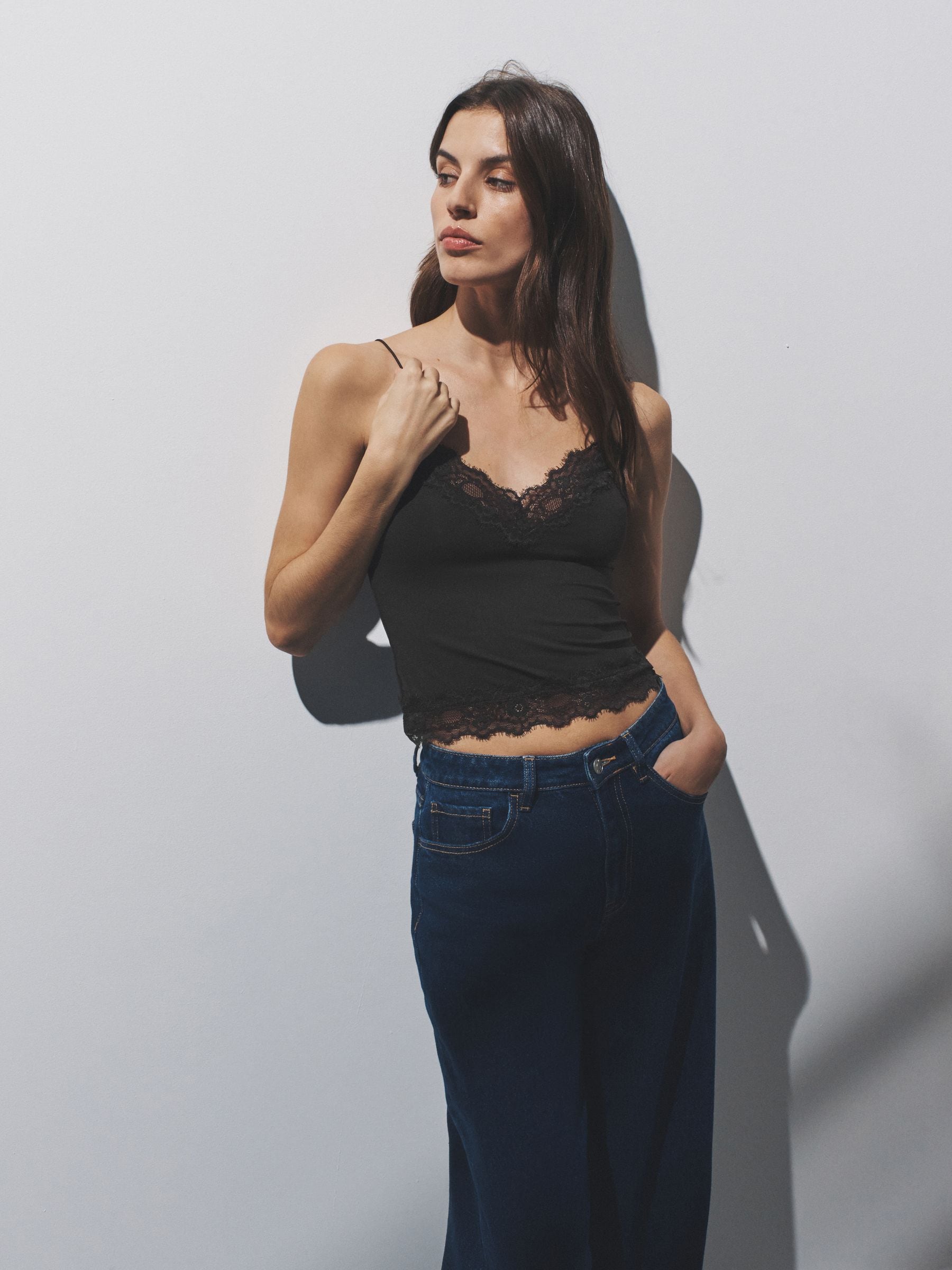 Buy The Set 3 Pack Lace Camis Black/Chocolate Brown/White from the