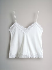 The Set Black/Chocolate Brown/White 3 Pack Lace Camis - Image 4 of 6