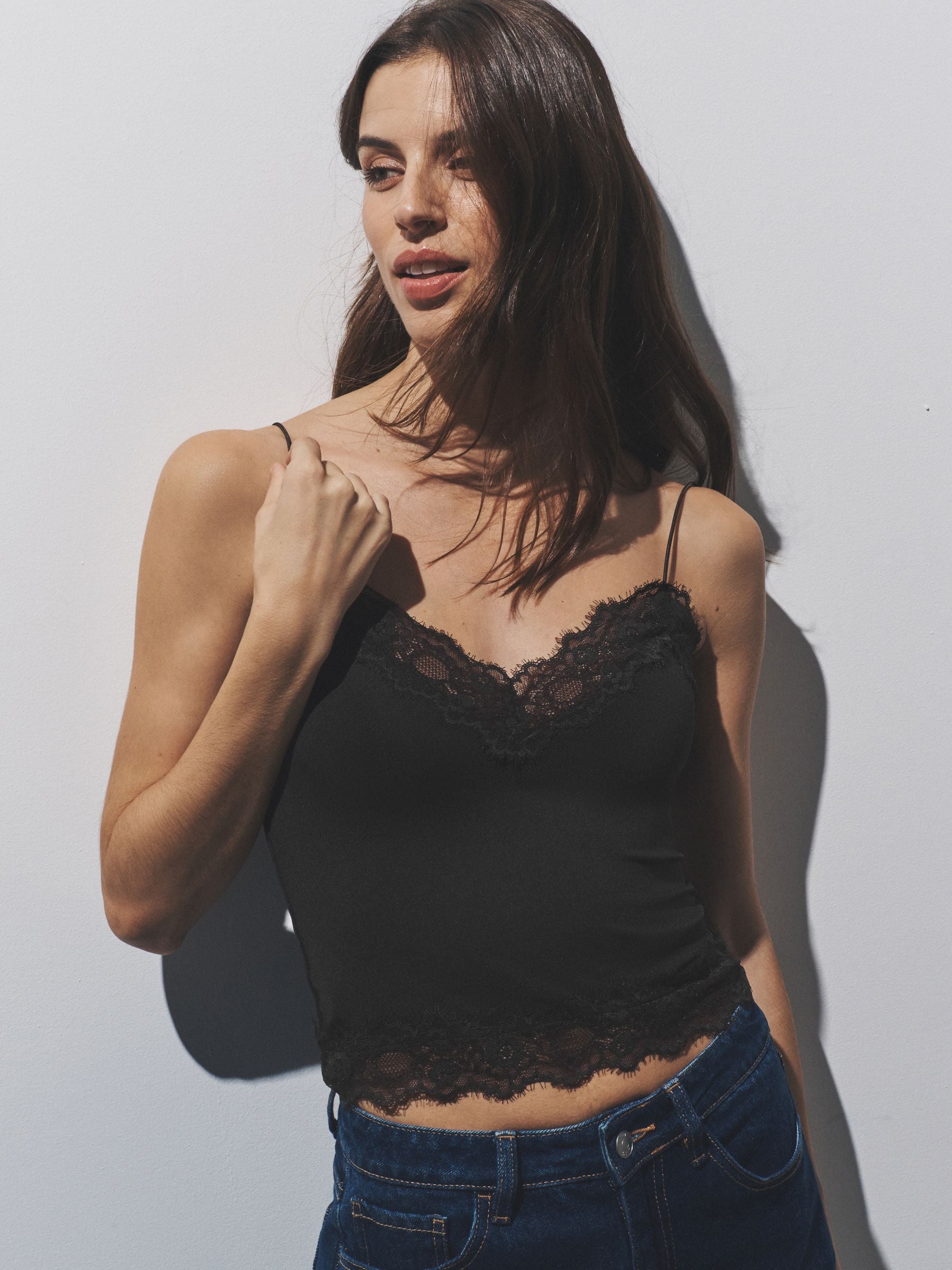 Buy The Set 3 Pack Lace Camis Black/Chocolate Brown/White from the