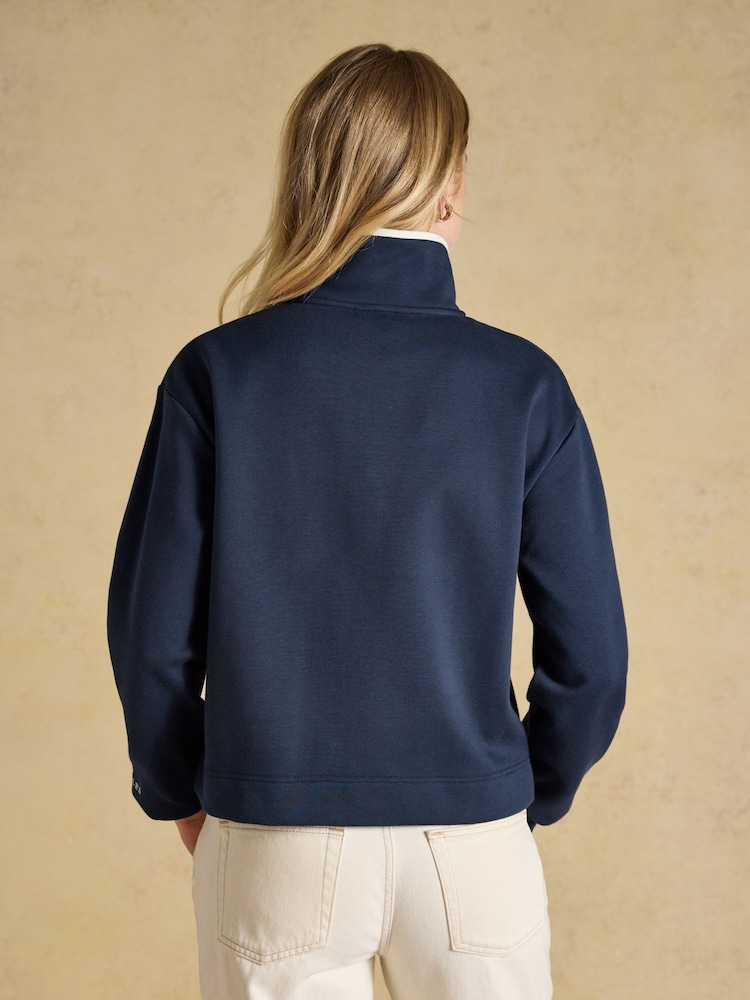 Joules Lulworth Navy Popper Funnel Neck Sweatshirt - Image 2 of 6 Joules Lulworth Navy Popper Funnel Neck Sweatshirt - Image 2 of 6