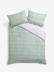 Green Tile Geometric Reversible Duvet Cover and Pillowcase Set - Image 5 of 5