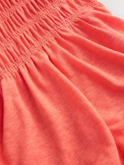 Coral Orange Short Sleeve Shirred Body T-Shirt Midi Dress - Image 9 of 9