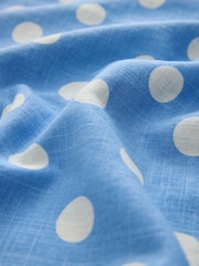 Blue/White Polka Dot Linen Rich Square Neck Shift Mini Dress - Image 7 of 7