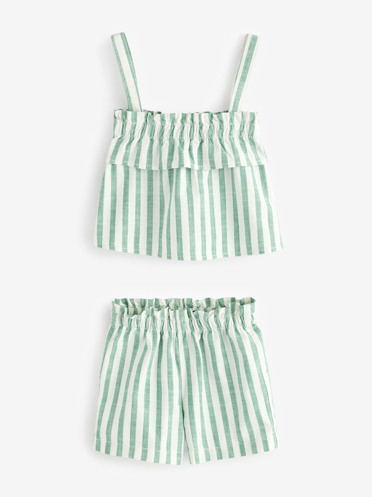 Green/White Strappy Top And Shorts Co-Ord Set - Image 1 of 1