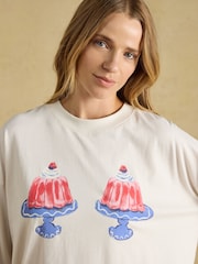 Lyla Cream and Pink Puddings Print Long Sleeve Jersey Cotton Pyjama Set - Image 5 of 7