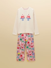 Lyla Cream and Pink Puddings Print Long Sleeve Jersey Cotton Pyjama Set - Image 7 of 7