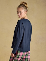 Joules Navy Cotton Long Sleeve Pyjama Top - Image 2 of 6