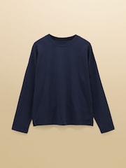 Joules Navy Cotton Long Sleeve Pyjama Top - Image 6 of 6