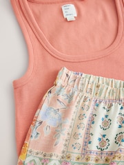 Orange Paisley Rib Vest Short Pyjamas Set - Image 2 of 3