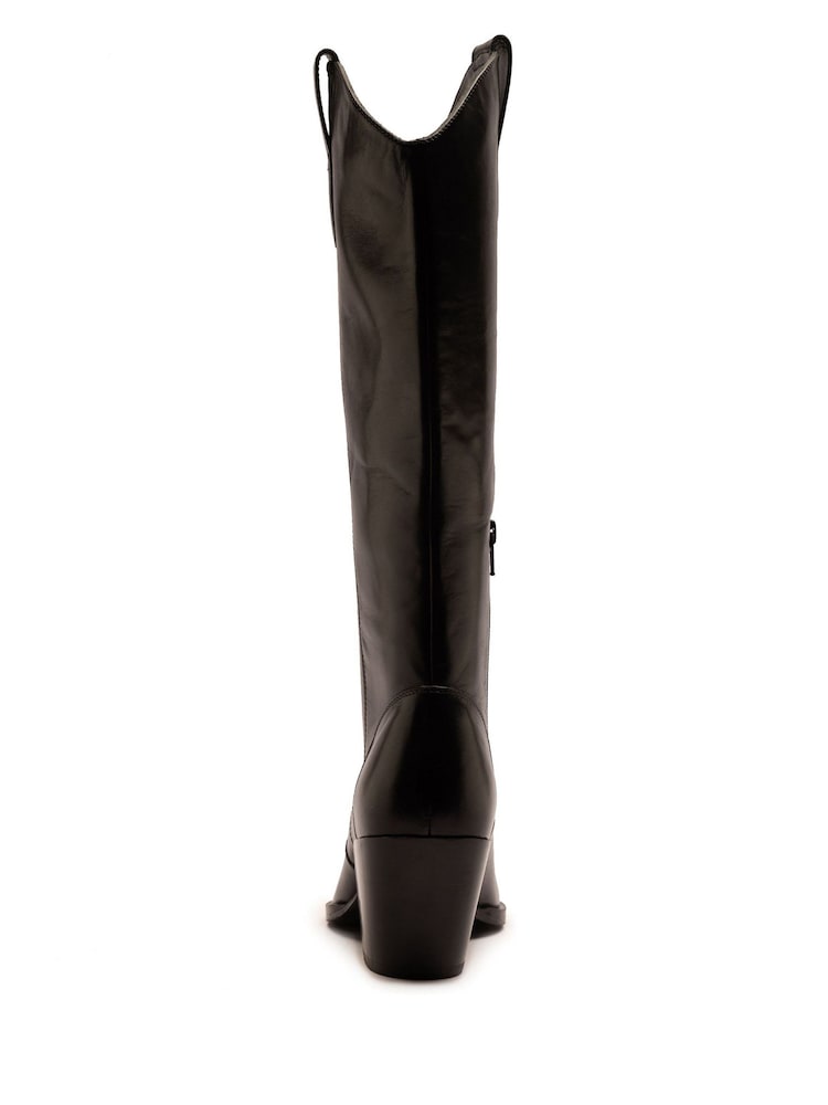 Off The Hook Black Austin Pointed-Toe Knee-High Western Boots - Image 7 of 7