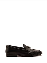Off The Hook Black Keira Leather Penny Ruched Loafers - Image 2 of 6
