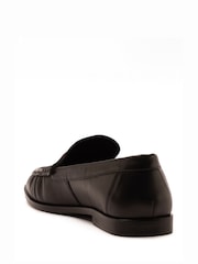 Off The Hook Black Keira Leather Penny Ruched Loafers - Image 3 of 6