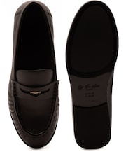 Off The Hook Black Keira Leather Penny Ruched Loafers - Image 6 of 6