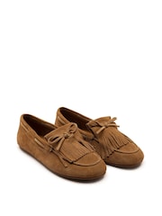 Off The Hook Brown Kennet Suede Fringe Moccasin Loafers - Image 2 of 6