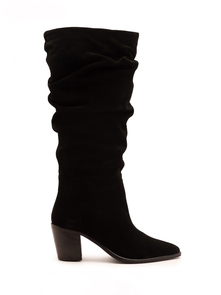 Off The Hook Black Muswell Suede Knee High Slouch Boots - Image 2 of 6 Off The Hook Black Muswell Suede Knee High Slouch Boots - Image 2 of 6