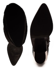 Off The Hook Black Muswell Suede Knee High Slouch Boots - Image 8 of 8