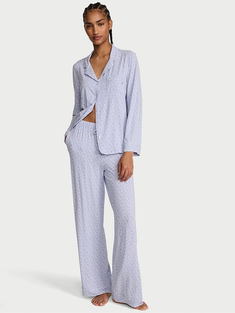 Victoria's Secret Lavender Purple VS Lockup Modal Long Pyjama Set - Image 1 of 2